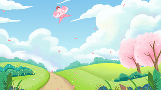 卡通放风筝春天背景元素GIF动态图放风筝背景